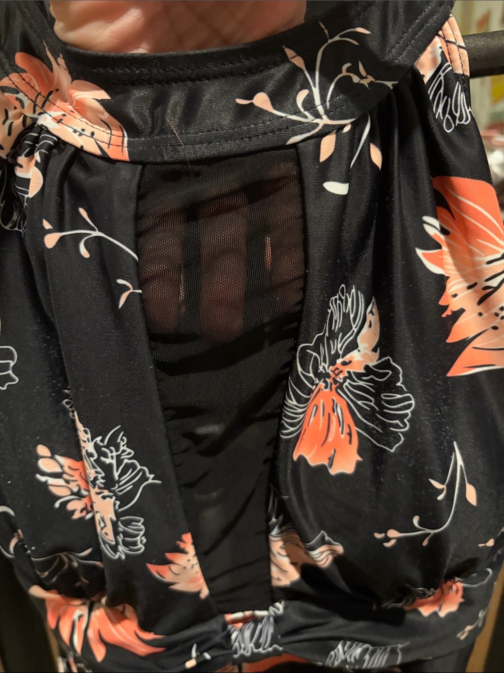 3/$10 Black Floral Halter Dress with Pink Flowers - Picture 2 of 6